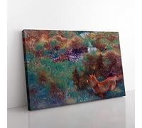 Fox Stalking Wild Ducks By Bruno Liljefors Classic Painting Canvas Wall Art Print Ready to Hang, Framed Picture for Living Room Bedroom Home Office Décor, 76x50 cm (30x20 Inch)