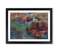 Fox Stalking Wild Ducks By Bruno Liljefors Classic Painting Framed Print | A2 Black Framed Wall Art | Ready to Hang | Classic Animal Picture | Living Room Bedroom Lounge Office
