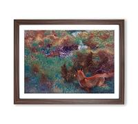 Fox Stalking Wild Ducks By Bruno Liljefors Classic Painting Framed Print | A3 Walnut Framed Wall Art | Ready to Hang | Classic Animal Picture | Living Room Bedroom Lounge Office
