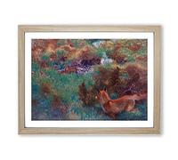Fox Stalking Wild Ducks By Bruno Liljefors Classic Painting Framed Print | A4 Oak Framed Wall Art | Ready to Hang | Classic Animal Picture | Living Room Bedroom Lounge Office