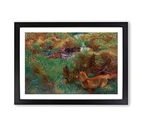 Fox Stalking Wild Ducks by Bruno Liljefors Framed Print | A2 Black Framed Wall Art | Ready to Hang | Modern Animal Picture | Living Room Bedroom Lounge Office
