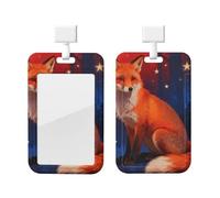 Fox Star Dream Id Badge Holder with Lanyard-Vertical Card Protector Clear Abs Hard Shell, Retractable Reel for Work Office
