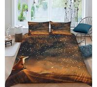 Fox Starry Sky Bedding Set 3D Digital Printing Animal Themes Wildlife Duvet Cover Set 3 Pieces Microfiber Quilt Cover Suitable for Family,couple,children with Pillow King（220x240cm）