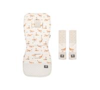 (fox) Stroller Cushion & Seat Belt Cover 2Pcs/Set Universal Baby Pram Seat Pad Soft Kids Pushchair Car Mat Stroller Accessories