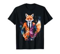 Fox Suit Colorful Animal Art Print Graphic T-Shirt