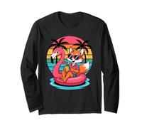 Fox Sunglasses Beach Summer Vacation Pool Float Flamingo Long Sleeve T-Shirt