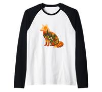Fox Sunset Forest Art Wildflower Nature Scene Design Raglan Baseball Tee