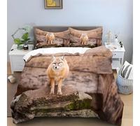 Fox Super King Duvet Cover Animal Bedding Set Microfibre Duvet Covers 3D Printed Zipped Closure Quilt Cover Super King-Size 260x220cm with 2 Pillowcases -Ai3000