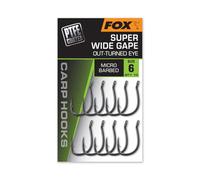 Fox Super Wide Gape Out-Turned Eye Hooks Micro Barbed Size 4 Qty 10 | Super Wide Gaped Beaked Point Hook with an Out-Turned Eye for Chod, Hinge, Stiff Rigs and Fluorocarbon D-Rigs | CHK294