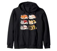 Fox Sushi Roll Set Kawaii Zip Hoodie