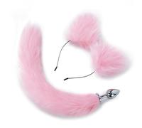 Fox Tail Anal Plug Adult Products Metal Butt Plug Pink Plush Penetration Anal Sex Toys Cosplay Erotic Sexy Couple Accessories Pink S 28Mm