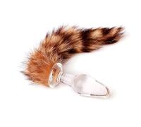 Fox Tail Glass Anal Plug Sex Toy Adult Product for Woman,anal Plug Dog Tails Slave Cosplay Submisson Cat Beads Sex Shop Lesbian(M-03)