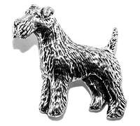 Fox Terrier Dog Pin Badge/Brooch English Silvery Pewter in gift pouch