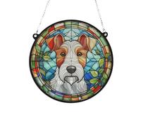 Fox Terrier Stained Glass Effect Suncatcher Gift for Dog Lovers - 19cm