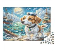 Fox Terrier Thick Paper Beagle Sailor on Dock with Ships at Sea Jigsaw Puzzle Bundle for Seniors Brain Training Secret Santa Gift 70x50cm/1000pcs