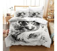 Fox Three-dimensional Printing Bedding Bedding Ensemble Fox Duvet Cover Ultra-fine Fiber Pillow Slip Included Soft And Easy to Maintain Single（140x200cm）