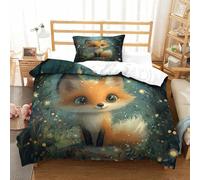 Fox Three-dimensional Printing Bedding Comforter Set Fox Bed Cover Ultra-fine Fiber Pillow Slip Included Gentle And Washable Single（135x200cm）