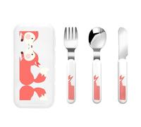 Fox Three-Piece Set of Children's Cutlery-Safe and Durable Plastic Pp+430 Stainless Steel, Suitable for Kindergartens, Picnics, Birthday Parties and Other Scenes.