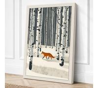 Fox Through Winter Forest Canvas Wall Art Print 24x16 Inch (61 x 41 cm)