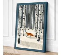 Fox Through Winter Forest Canvas Wall Art Print 24x16 Inch (61 x 41 cm)