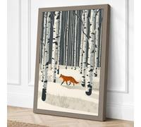 Fox Through Winter Forest Canvas Wall Art Print 30x20 Inch (76 x 51 cm)