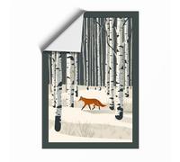 Fox Through Winter Forest Scandinavian Unframed Wall Art Print A1 (84.1×59.4cm), Wall Decor for Living Room, Bedroom, Office & Home, Art Gift