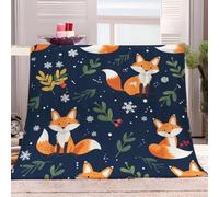 Fox Throw Blanket Rustic Fox Microfiber Fleece Blanket Warm Soft Double Plush Throw Blankets for Sofa Couch Bed Sofa Chair, Flannel Blankets 180 x 200 cm for Teens Adults L623
