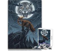 Fox Tiger Moonlight Adults 1000 Pieces Puzzle Strategic Thinking Learning Game Ideal Meaningful Gift for Any Event Size 38x52cm
