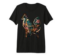 Fox Tokyo Night Sakura Skyline Ukiyo E Cityscape Premium T-Shirt