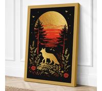 Fox Toward Golden Sun Vintage Canvas Wall Art Print 18x12 Inch (46 x 30 cm)