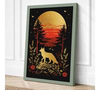 Fox Toward Golden Sun Vintage Canvas Wall Art Print 18x12 Inch (46 x 30 cm)