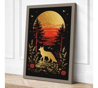 Fox Toward Golden Sun Vintage Canvas Wall Art Print 18x12 Inch (46 x 30 cm)
