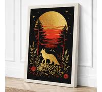 Fox Toward Golden Sun Vintage Canvas Wall Art Print 24x16 Inch (61 x 41 cm)