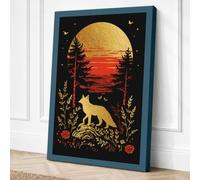 Fox Toward Golden Sun Vintage Canvas Wall Art Print 30x20 Inch (76 x 51 cm)