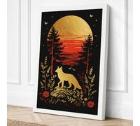 Fox Toward Golden Sun Vintage Canvas Wall Art Print 36x24 Inch (91 x 61 cm)