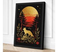 Fox Toward Golden Sun Vintage Canvas Wall Art Print 36x24 Inch (91 x 61 cm)