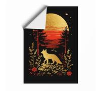 Fox Toward Golden Sun Vintage Unframed Wall Art Print A4 (29.7×21cm), Wall Decor for Living Room, Bedroom, Office & Home, Art Gift