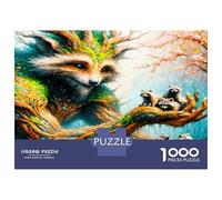Fox Tree Spirit 1000pc Puzzle for Adults Enchanted Woodland Magic Jigsaw Puzzle Set Sturdy Cardboard Couple Puzzle Partners Ultra Difficult Home Activity 52x38cm/1000pcs