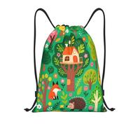 Fox Trees Green Cute Bags Durable Sport Sack Lightweight Sports Backpack For Students Hiking Men 36X42Cm