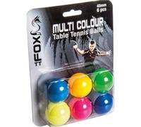 Fox TT 6 Pack Multi Colour 40mm Table Tennis Balls - Long Lasting Training Level