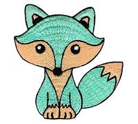Fox Turquoise Iron-On or Sew On Iron-On Patch Children's Iron-On Patch for Clothes Iron-On Patches Animal Patch Applique Patch Size 7.5 x 7.7 cm