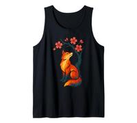 Fox Under Cherry Blossom Tranquil Nature Scene Tank Top