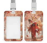 Fox Under The Maple Tree Id Badge Holder - Retractable Badge Holders, Heavy Duty Plastic Id Card Holder with Lanyard, Waterproof Name Tag Sleeve for Nurses, Teachers, Office Professionals
