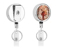 Fox Under The Maple Tree Retractable Work Badge Holder Keychain Badge Reel 24.4" Cord & 360° Swivel Alligator Clip Heavy Duty Id Name Tag Holder for Nurses Doctors Teachers Office Workers