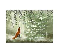 Fox Under The Moon Believe Rainbow Art Print, A4 Size, Inspirational Quote Wall Decor, Part of a Collection, Sentimental Message, Unframed