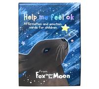 Fox Under The Moon Children's Affirmation and Emotion Cards, 54 Illustrated Cards with Wooden Display Stand, Silver Edge Finish, 12.5 x 10cm, Ages 3-11