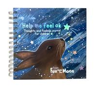 Fox Under The Moon Children's Feelings Journal, Hardback Spiral Bound, 50 Daily Spreads with Mindful Colouring Book Pages, Holographic Silver Foil Cover, Ages 3-11