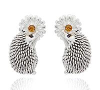 Fox Under The Moon “Friends Are Like Stars” Silver Plated Hedgehog Earrings - Floral Stud Earrings Gift for Friends - Stacey McNeill Jewellery