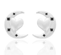 Fox Under The Moon “Friendship Is a Light in the Dark” Silver Plated Moon Earrings - Celestial Stud Earrings Gift - Stacey McNeill Jewellery