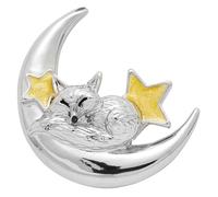 Fox Under The Moon Friendship Pin, Friends, Love, Hope, Being There and the Little Things, Silver Plated Badge with Message Card by Stacey McNeill (You're always enough)